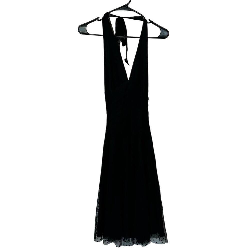 Aqua 90s Y2K Gauzy Midi Halter Dress Size M Whimsigoth Fairy Sheer Dark Romantic